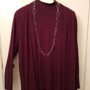 Burgundy Mock neck Top and vest